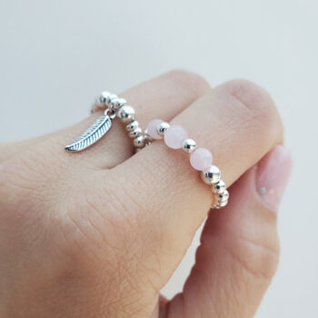 Gold Filled Rose Quartz Stacking Stretch Bead Ring, 3 of 9