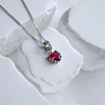 Heart Red Stone Necklace Gift Tiny Heart 925, 8 of 8