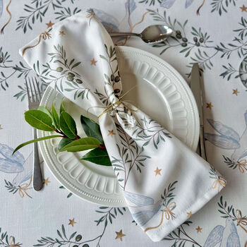 Luxury Heavy Linen Feel Napkin Sets Christmas Doves Of Peace, 2 of 5