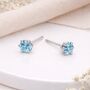Sterling Silver Aquamarine Micro Stud Earrings – 3mm, thumbnail 1 of 5