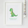 New Baby Personalised Dinosaur Nursery Art Print, thumbnail 1 of 3