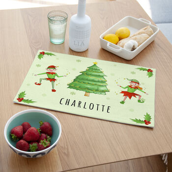 Personalised Playful Elves Placemat, 3 of 5
