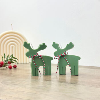 Green Reindeer Christmas Candles And Christmas Decor, 2 of 10