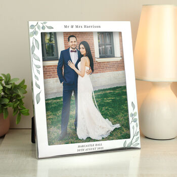 Personalised 10x8 Silver Botanical Couples Photo Frame, 3 of 5