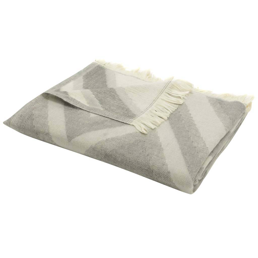 Striped Grey Cosy Throw Blanket With Tassels By Dibor