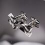 Silver Twisted Cufflinks Luxury Mens Gift, thumbnail 4 of 5