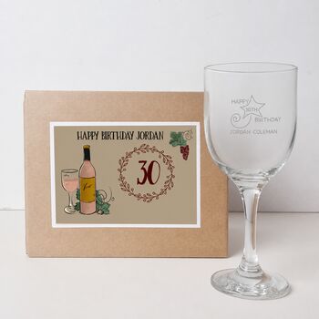 30th Birthday Gift Engraved Wine Glass, 4 of 12