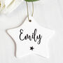 Personalised Name Ceramic Star Hanging Decoration, thumbnail 1 of 3