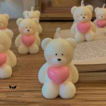 Five Bear With Heart Cake Topper Candles, 8 of 11