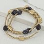 Gold And Purple Bead Stretch Bracelet, thumbnail 1 of 2