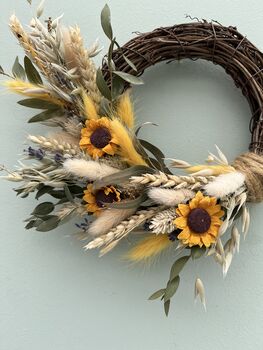 Mini Sunflower Dried Wreath, 3 of 3
