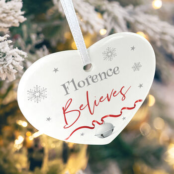 'Believes' Ceramic Heart Hanging Decoration Bauble + Gift Box, 5 of 7
