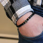 Men's Compass Bead Adjustable Black Agate Bracelet, thumbnail 4 of 5