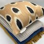 Square Ikat Silk Cushion Camel And Black Spot, thumbnail 1 of 9