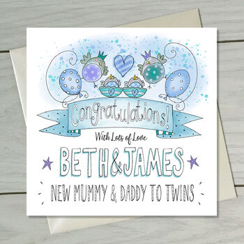 New Twins Congratulation Card, 3 of 5