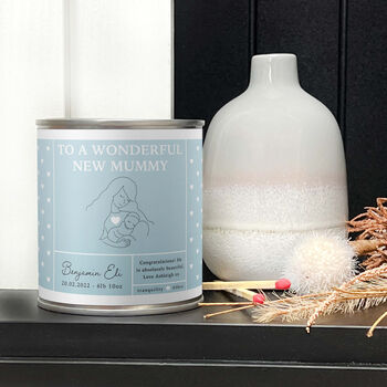 Wonderful New Mum New Baby Candle With Personalised Date And Message, 2 of 9