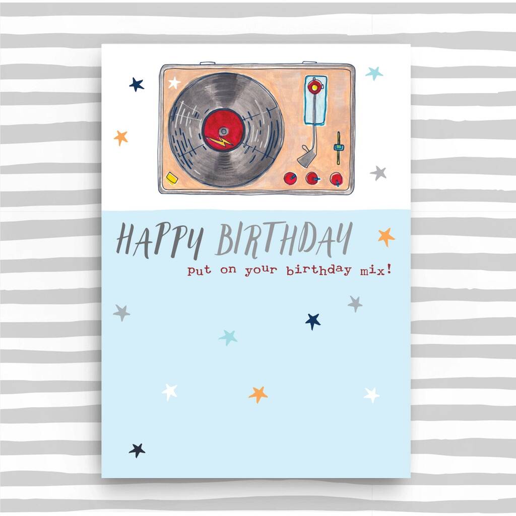Birthday Card Record Player Design By Molly Mae® | notonthehighstreet.com