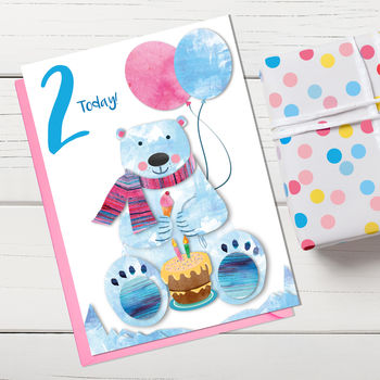 Age Two Cute Polar Bear Birthday Card, 2 of 2