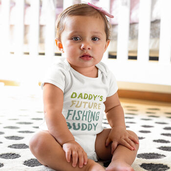 Organic Cotton Daddy's Future Fishing Buddy Baby Grow, 3 of 6