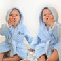 Personalised Twins Soft Baby Dressing Gowns In Blue, thumbnail 1 of 8