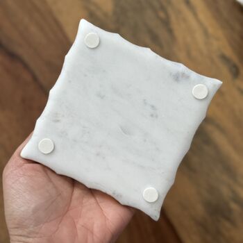 Marble Set Of Four Coasters Square Gold Outlines, 5 of 12