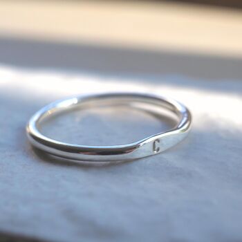 Personalised Hand Stamped Initial Signet Stacking Ring, 4 of 12
