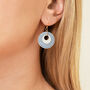 Cream And Blue Stripey Circular Earrings, thumbnail 4 of 6