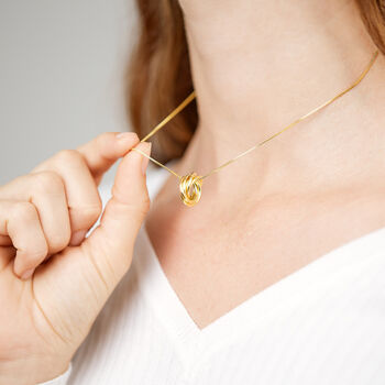 Gold Plated Knot Of Friendship Ring Necklace, 2 of 5