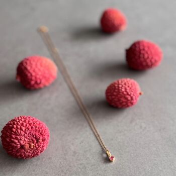 October Birthstone Pink Tourmaline Gold Plated Necklace, 2 of 12