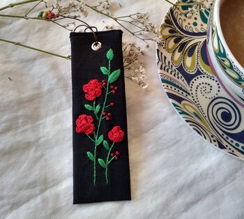 Bookmark With Hand Embroidered Red Rose, 6 of 7
