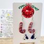 Painted Festive Elf Candy Cane Earrings With Stand, thumbnail 1 of 9