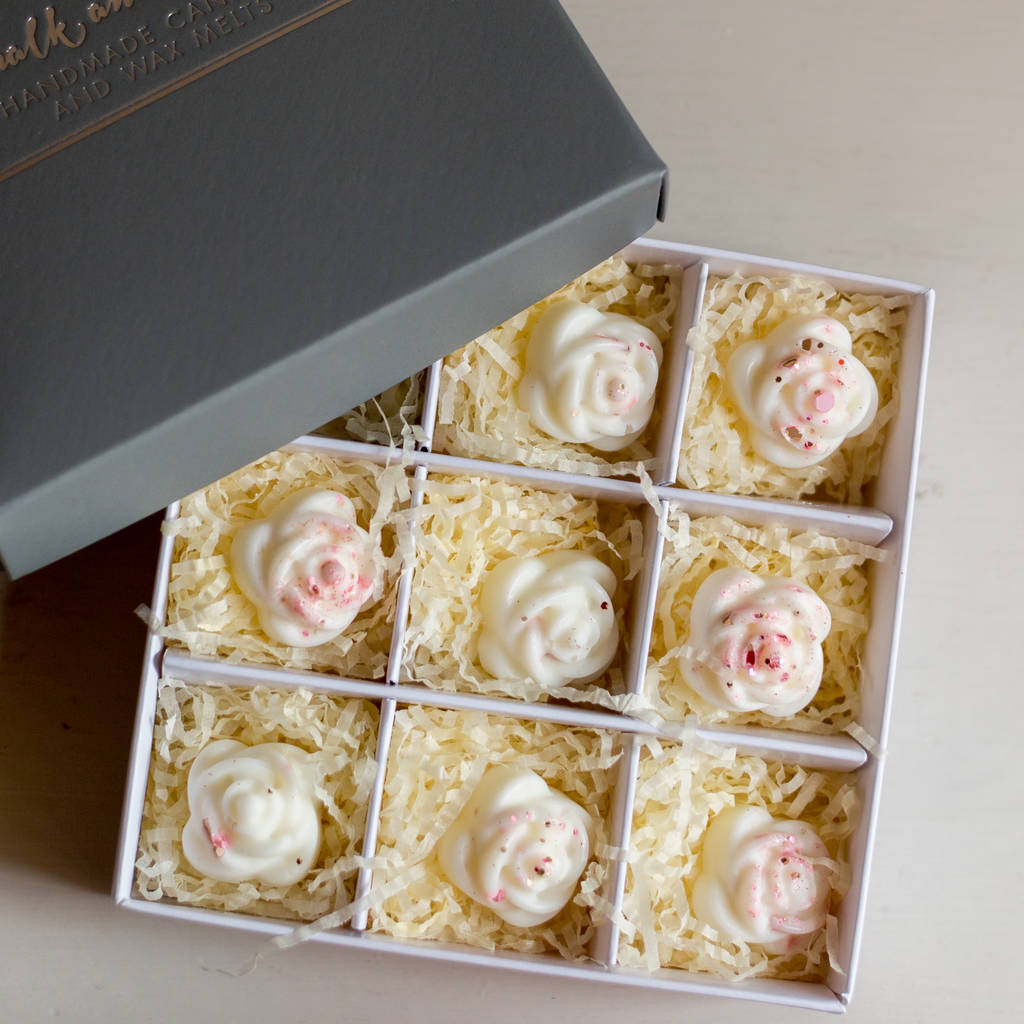 Rose Shaped Wax Melts Tealights And Burner By Chalk and Cheese Candles