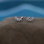 Extra Tiny Curved Cz Bar Stud Earrings Sterling Silver, thumbnail 6 of 12