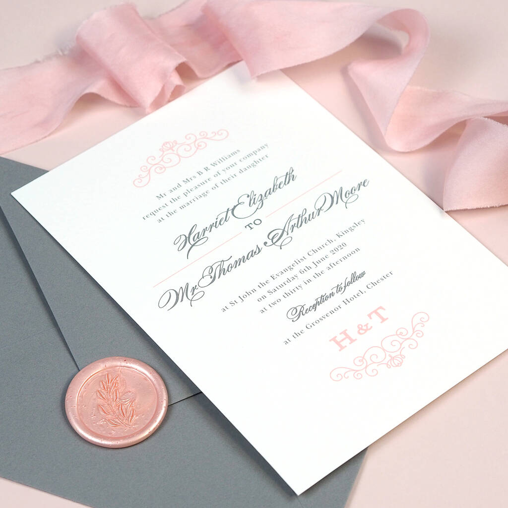 Eva Monogram Wedding Invitation, 1 of 7