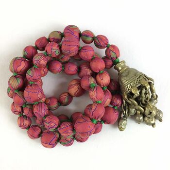 Handmade Sari Silk Beaded Necklace With Vintage Jhumka, 4 of 8