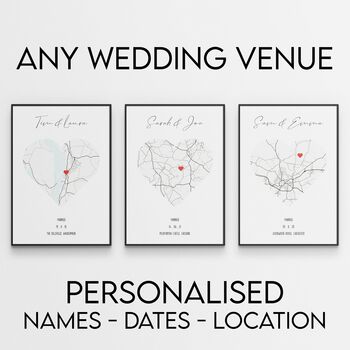 Wedding Gift Personalised Map Print Of Wedding Venue, 2 of 4