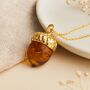 Personalised Amber Acorn Necklace In Gold Plated Silver, thumbnail 1 of 9