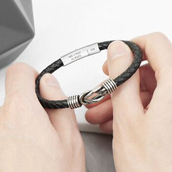 Personalised Men's Infinity Knot Leather Bracelet, 2 of 6