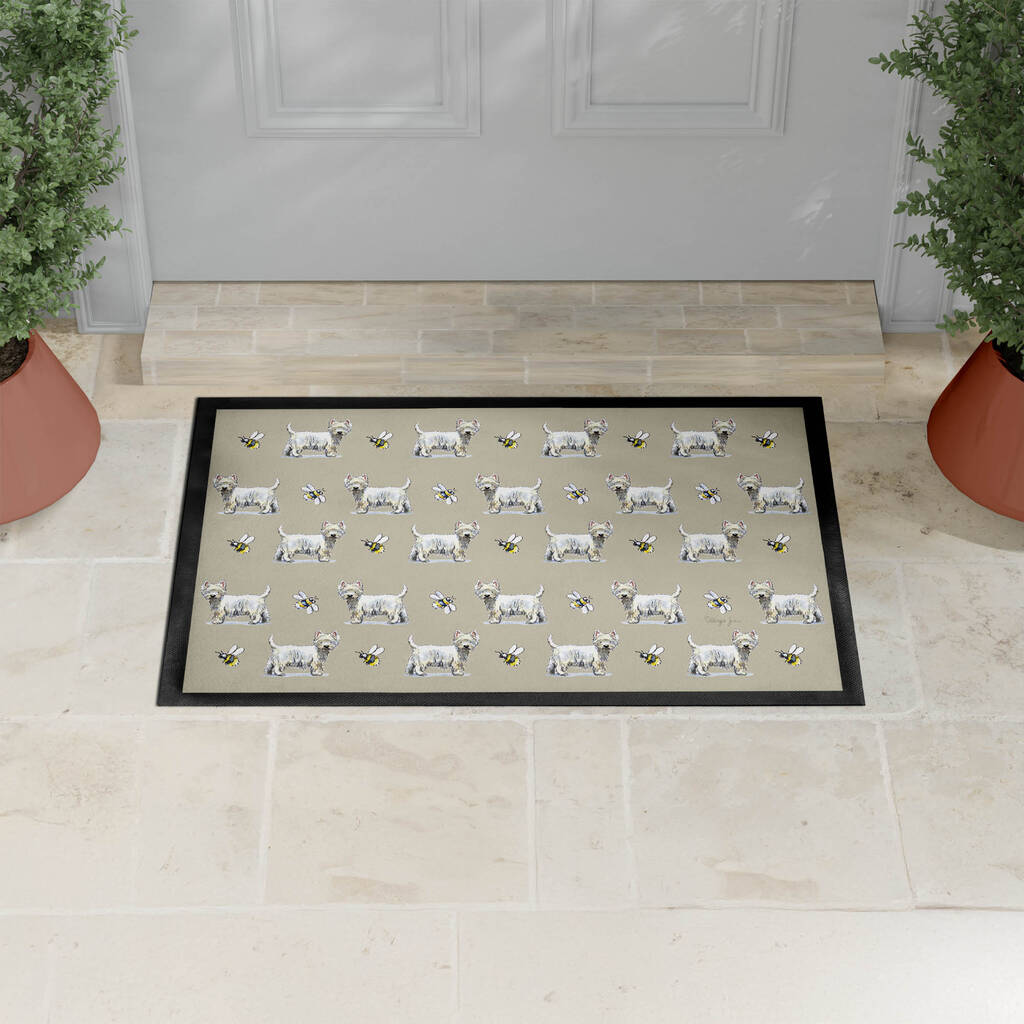 Westie Dog Pattern Door Mat