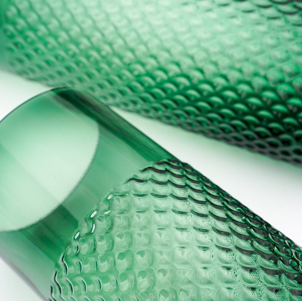 Tall Green Textured Recycled Glass Vase By Studio Su Casa