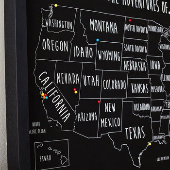 Personalised USA States Pin Board Map With Pins, 6 of 10