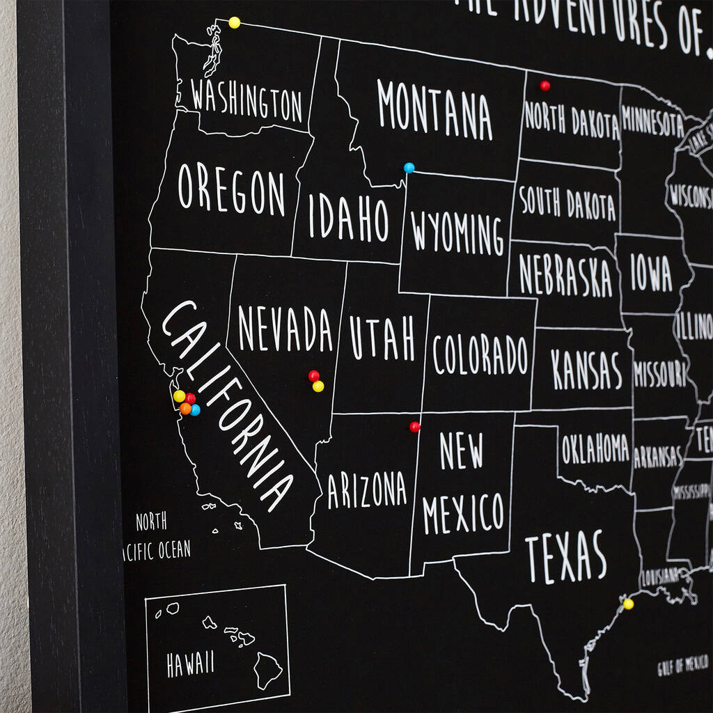 Personalised USA States Pin Board Map With Pins By Louisa Elizabeth