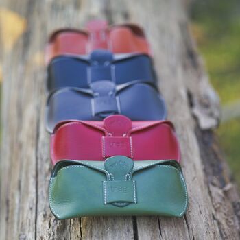 Handcrafted Leather Glasses Case Red, 7 of 9