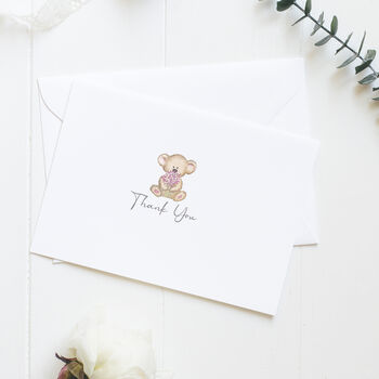 Thank You Card Set Of 10 Blooming Bear, 3 of 4