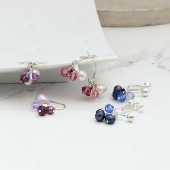 Pearl Cluster Earrings in Many Colours, 3 of 12