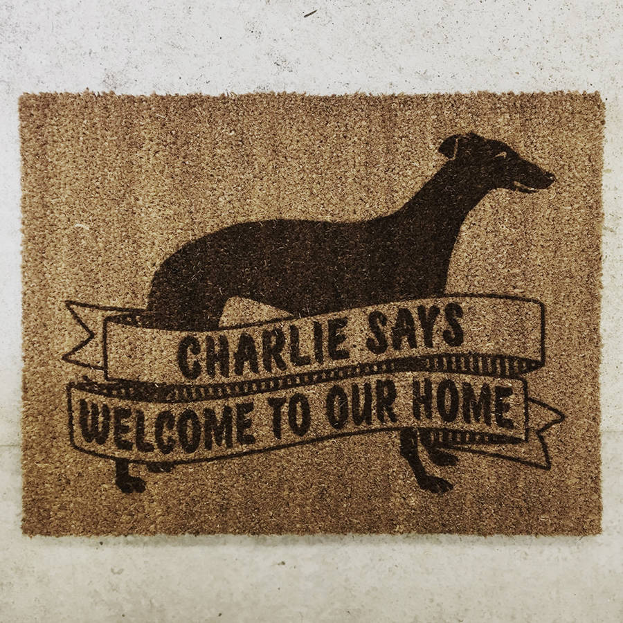 Personalised Dog Breed Doormat With Greyhound By Jon Hall Design
