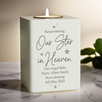 Personalised Our Star In Heaven Tea Light Holder, 2 of 2