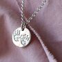 Round Personalised Silver Handprint Footprint Necklace, thumbnail 3 of 6