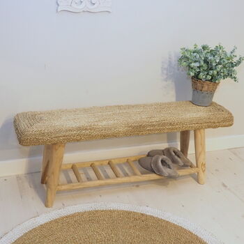 Wicker Bench With Shelving, 6 of 9
