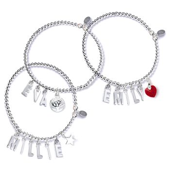 Personalised Silver Name Bracelet With Charm, 6 of 11